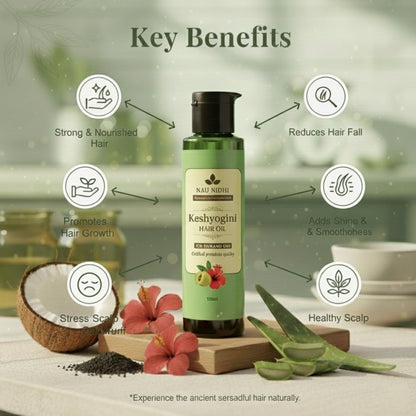Keshyogini Hair Oil: Pure Herbal Power for Thicker, Stronger, and Shinier Hair.
