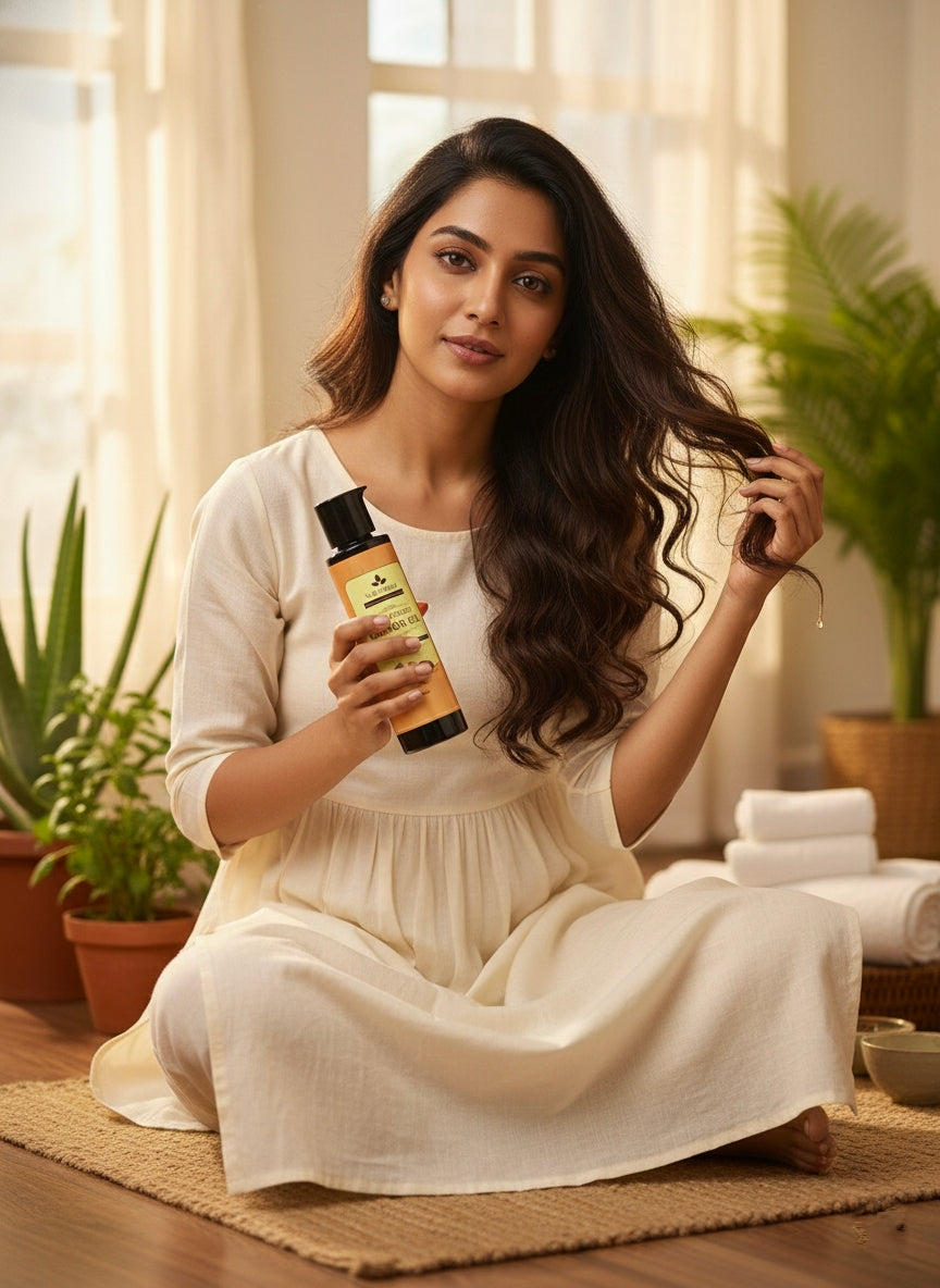 Nau Nidhi: Nature's Pure Blessing, Bottled in Cold Pressed Castor Oil A Promise of 100% Purity for Your Skin and Hair.